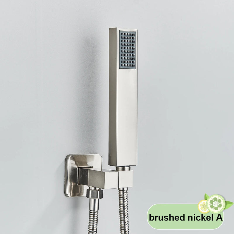 Pommeau de Douche Rectangulaire ABS, Sortie Murale et Flexible Inox 150 cm