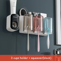Porte-Brosse à Dents Mural Sans Perçage, 2 à 4 Gobelets, Distributeur Optionnel