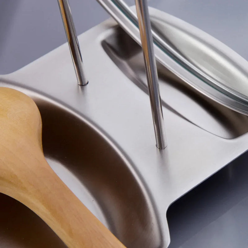 Repose-Couvercle et Repose-Cuillère Inox à Plateau, 19,5 cm de Haut