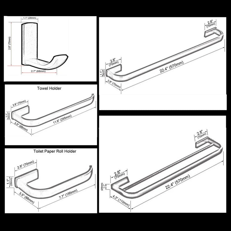 Accessoires Salle de Bain Laiton Vieilli à la Pièce, 5 Articles