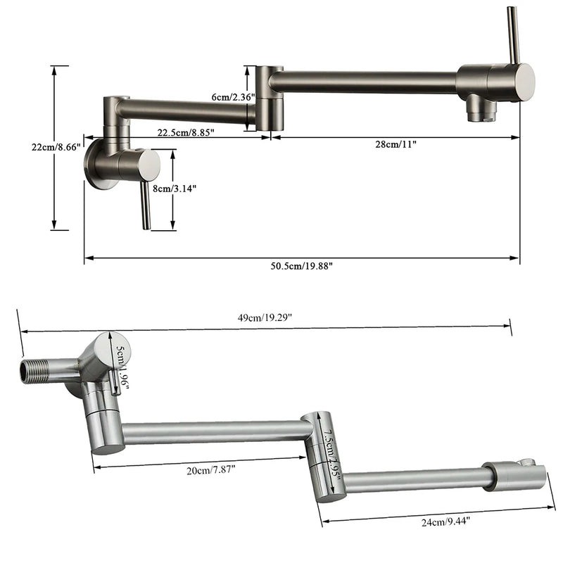 Robinet Remplisseur Mural Pliant Eau Froide Bec Rotatif Inox