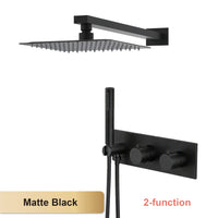 Douche Encastrable Thermostatique Pomme de Pluie Carrée, Plafond ou Mural, 4 Finitions