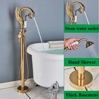 Robinet Baignoire sur Pied Col de Cygne Laiton avec Douchette, 4 Finitions
