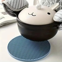 Dessous de Plat Silicone Rond, Lot de 4, Nid d'Abeille 17 cm