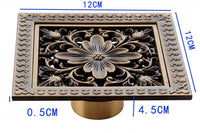 Bonde de Douche Carrée Laiton Vieilli Motifs Ciselés 12 cm