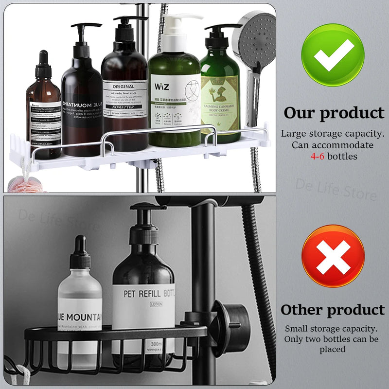 Étagère de Douche Extensible Sans Perçage pour Barre de Douche