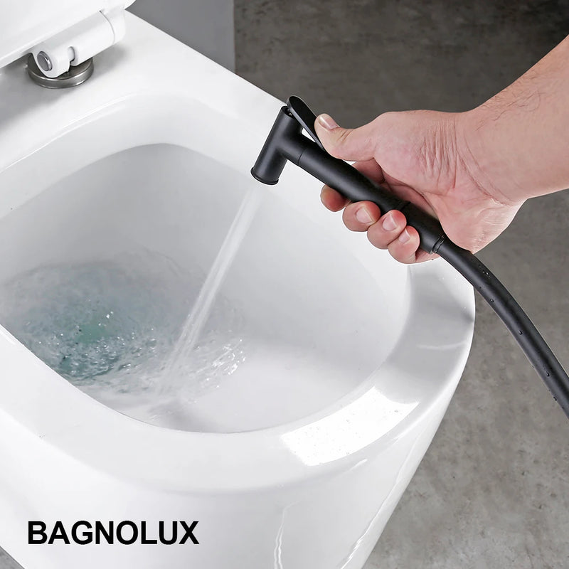 Douchette WC Mitigeur Mural avec Flexible 1,2 m, Noir, Gris, Chromé ou Doré