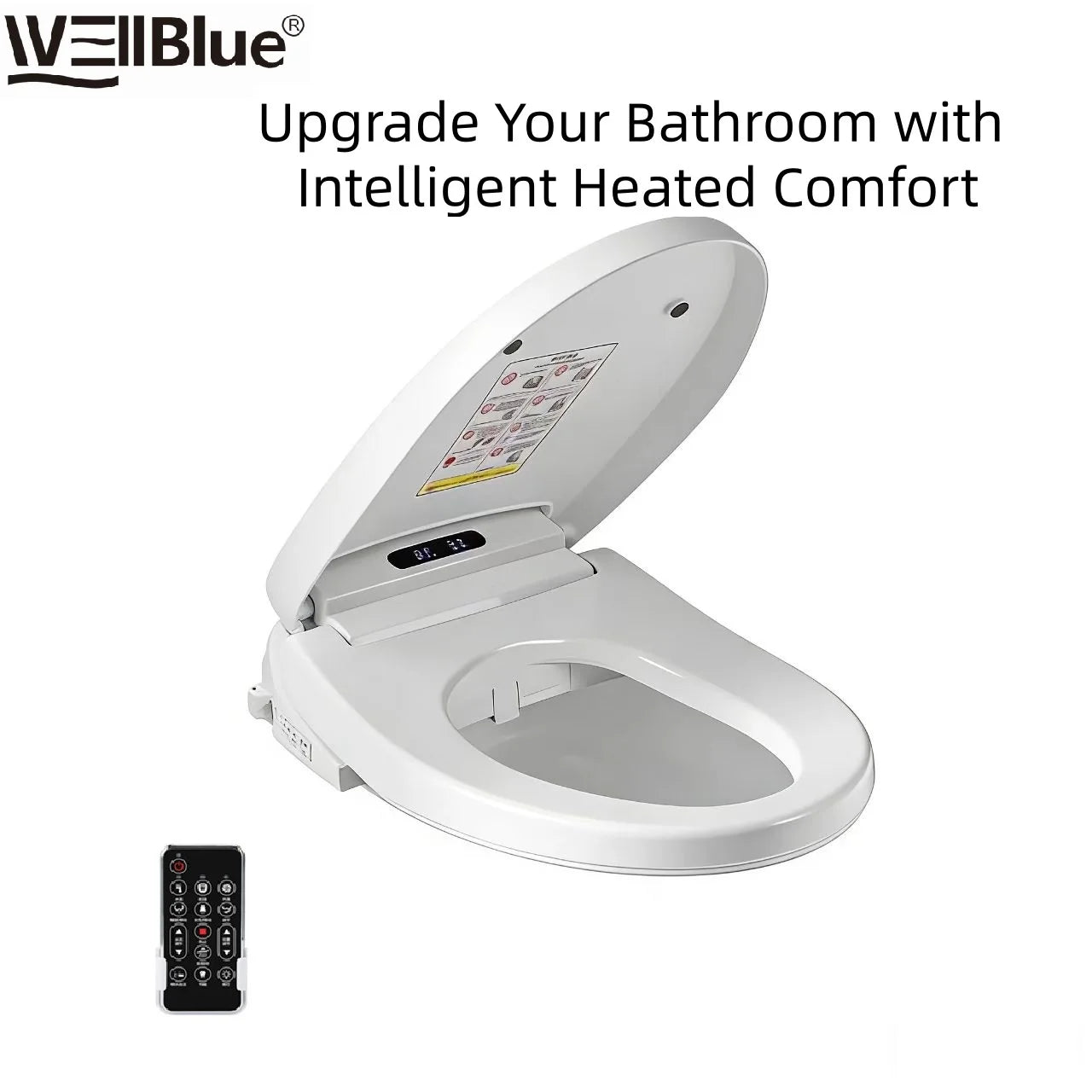 Abattant WC Japonais avec Télécommande Chauffant 48 ou 51 cm