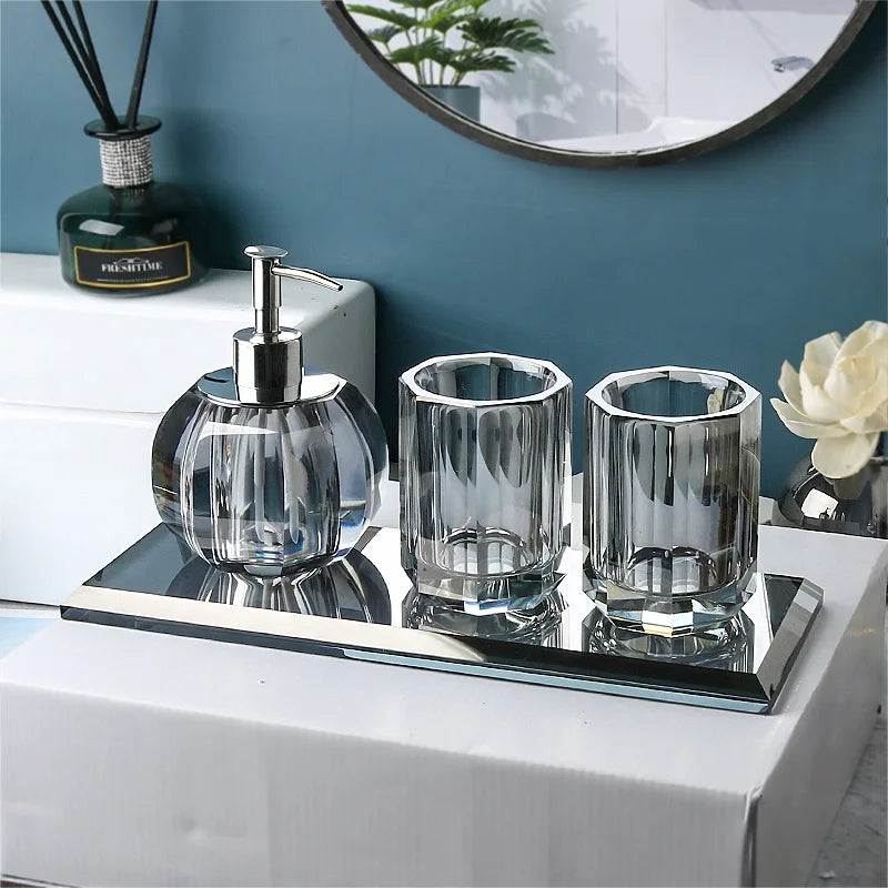 Accessoires Salle de Bain en Verre Cristal à la Pièce, 19 Articles