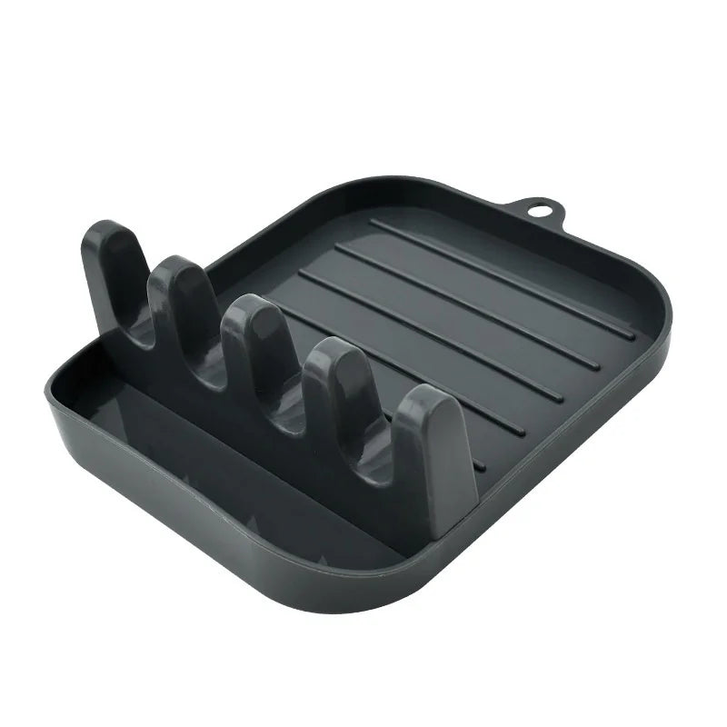Repose-Cuillère et Spatule à Plateau Rainuré, Plastique PP, 7 Coloris