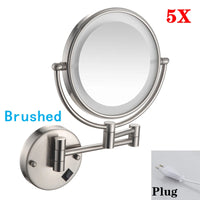 Miroir Grossissant Mural LED Double Face en Laiton 3x ou 5x