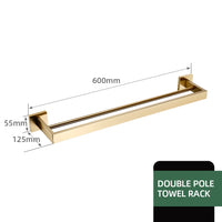 Accessoires Salle de Bain Doré Brossé Carré Inox 304 à la Pièce, 22 Articles
