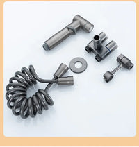 Douchette WC Valve Double Commande et Flexible Spiralé Extensible 2 m
