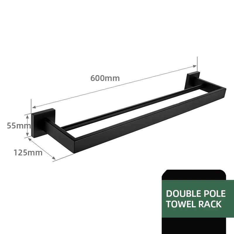 Accessoires Salle de Bain Noir Mat à la Pièce, 21 Articles