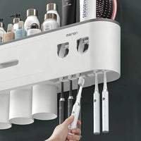 Porte-Brosse à Dents Mural Magnétique, Distributeur de Dentifrice, 1 à 5 Gobelets