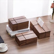 Boîte à Mouchoirs Rectangulaire en Noyer Massif à Rainures