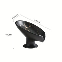 Porte-Savon Céramique Veinures Dorées sur Socle, Blanc, Vert ou Noir