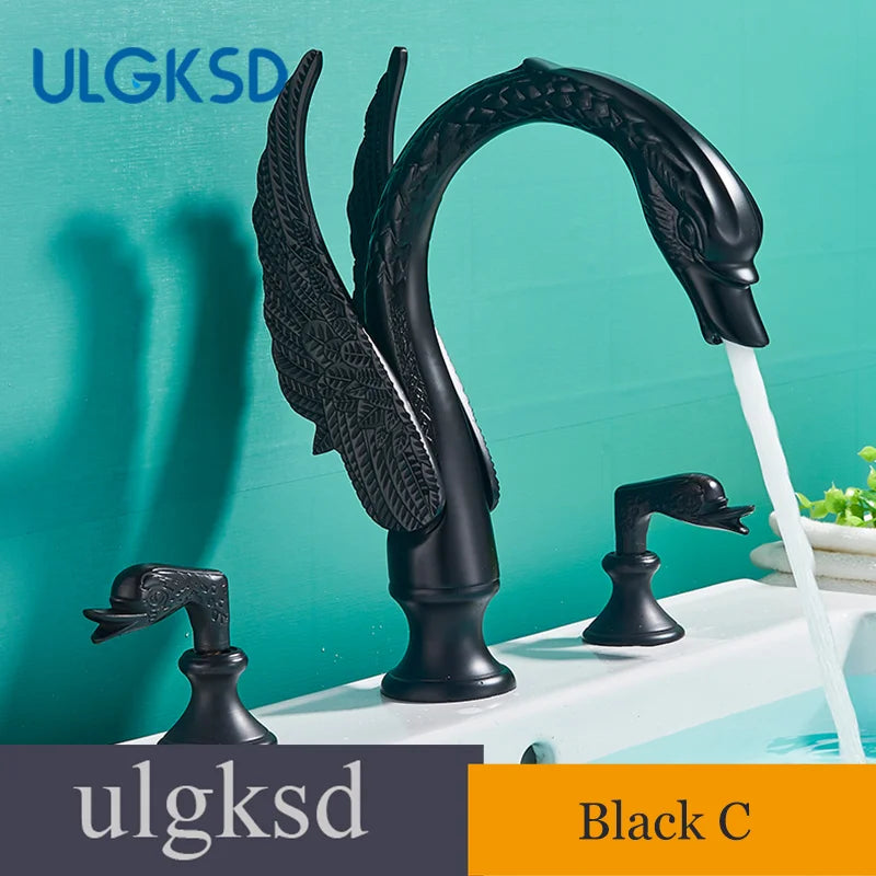 Mitigeur de Lavabo 3 Pièces Cygne Doré Rétro