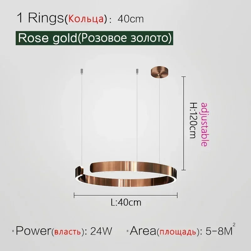 Suspension Cuisine LED Anneaux Ouverts, Ø 40 à 80 cm