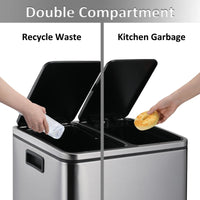 Poubelle de Cuisine Tri Sélectif 30 L, Noir, Inox ou Blanc