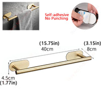 Accessoires Salle de Bain Adhésifs Sans Perçage Noir, Doré ou Argent à la Pièce, 24 Articles