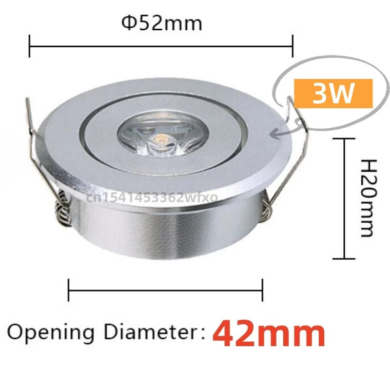 Mini Spot LED Encastrable 3 W Ø 52 mm, Doré, Noir, Blanc ou Argent