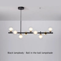 Suspension Cuisine Îlot Globes Verre, 7 à 11 Têtes, Noir ou Doré