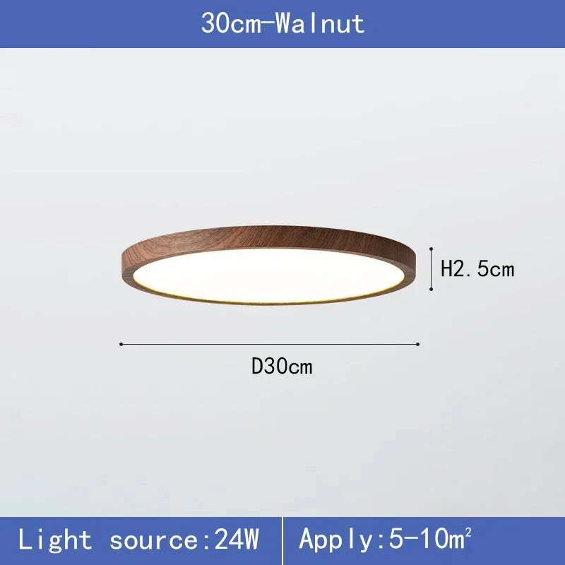 Plafonnier LED Rond Cuisine Effet Bois 30 ou 40 cm