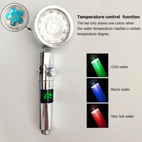 Pommeau de Douche à Hélice LED Haute Pression Noir
