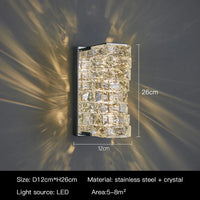 Applique Murale LED Cristal Doré ou Argent, 3 Teintes, 26 ou 46 cm