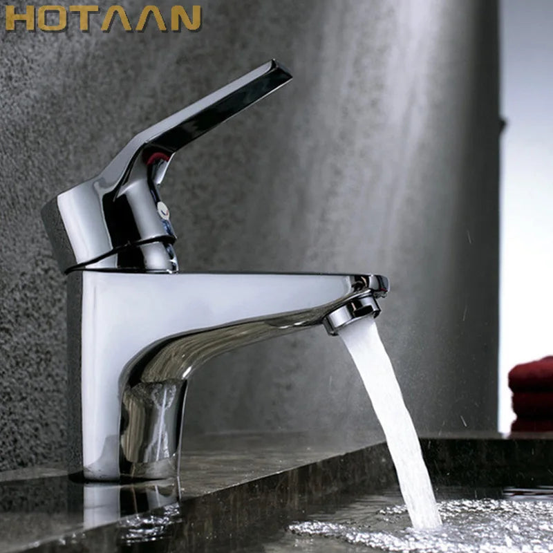 Mitigeur de Lavabo Chromé à Poignée Unique en Laiton