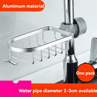Étagère de Douche Aluminium pour Barre ou Robinet, Noir ou Argent
