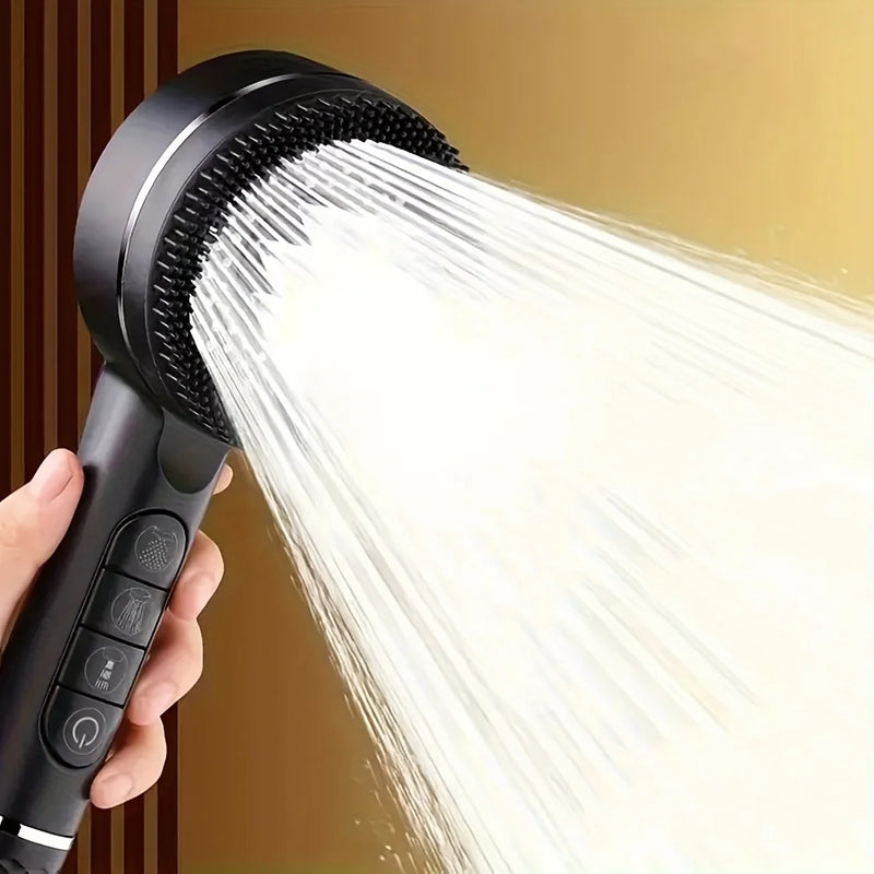 Pommeau de Douche à Boutons, Brosse Silicone Amovible, Accessoires à la Pièce
