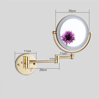 Miroir Grossissant Mural LED Double Face en Laiton 3x ou 5x