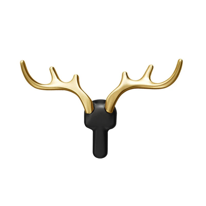 Patère Murale Bois de Cerf Alliage de Zinc Noir, Doré ou Argent