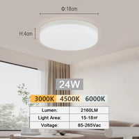 Plafonnier Salle de Bain LED IP45 Carré ou Rond, 15 à 30 cm