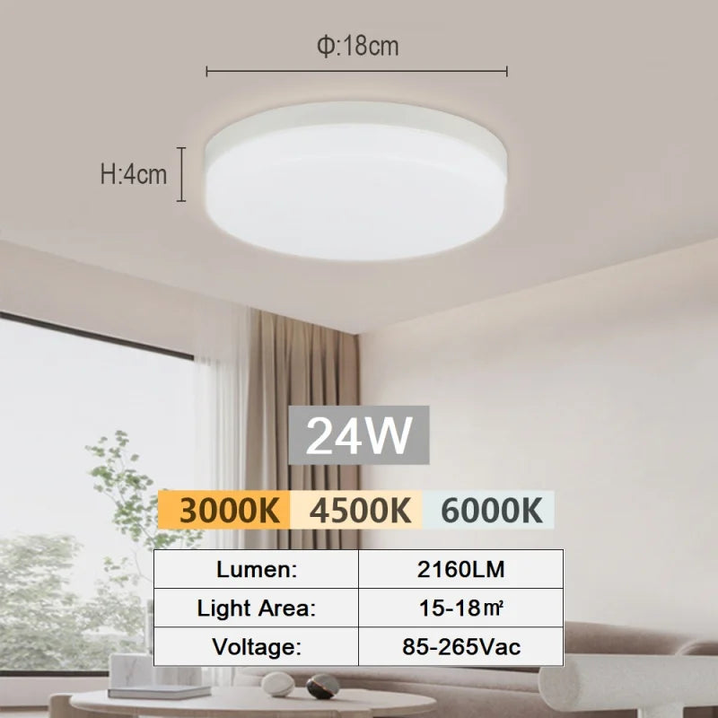 Plafonnier Salle de Bain LED IP45 Carré ou Rond, 15 à 30 cm