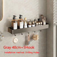 Étagère Salle de Bain Murale Aluminium Noir ou Gris, 30 ou 40 cm