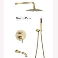 Douche Encastrable Dorée Pluie avec Robinet de Baignoire