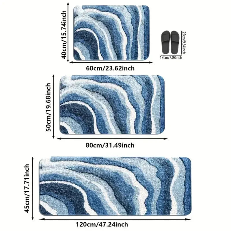 Tapis de Bain Vagues Océan Microfibre Antidérapant