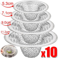 Filtre d'Évier Inox Anti-Cheveux, 4 Diamètres, Lot de 1 à 10