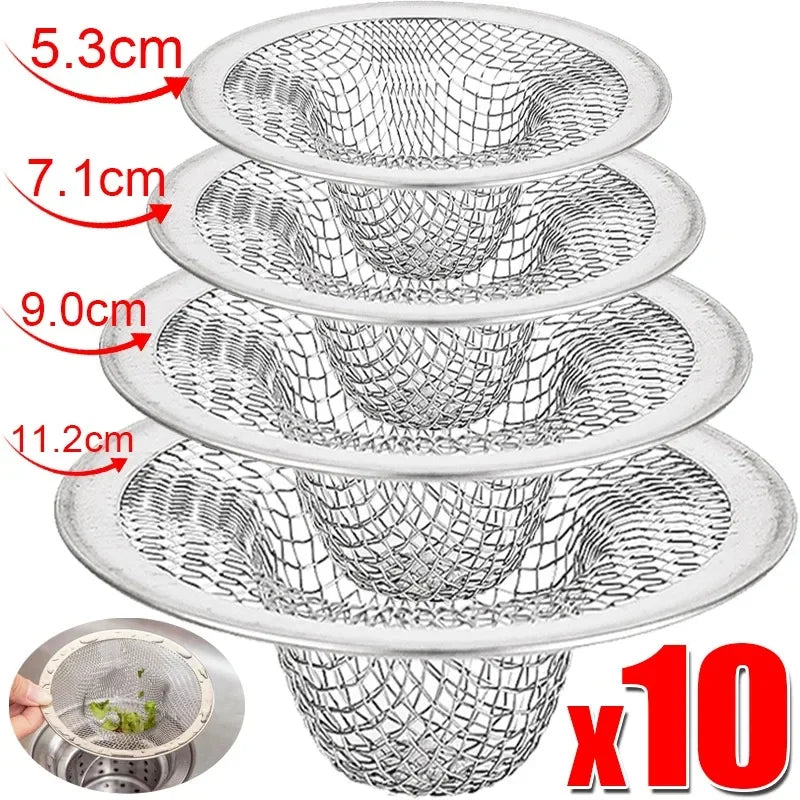 Filtre d'Évier Inox Anti-Cheveux, 4 Diamètres, Lot de 1 à 10