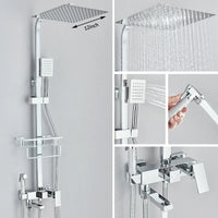 Colonne de Douche Carrée 3 ou 4 Voies avec Bec de Bain
