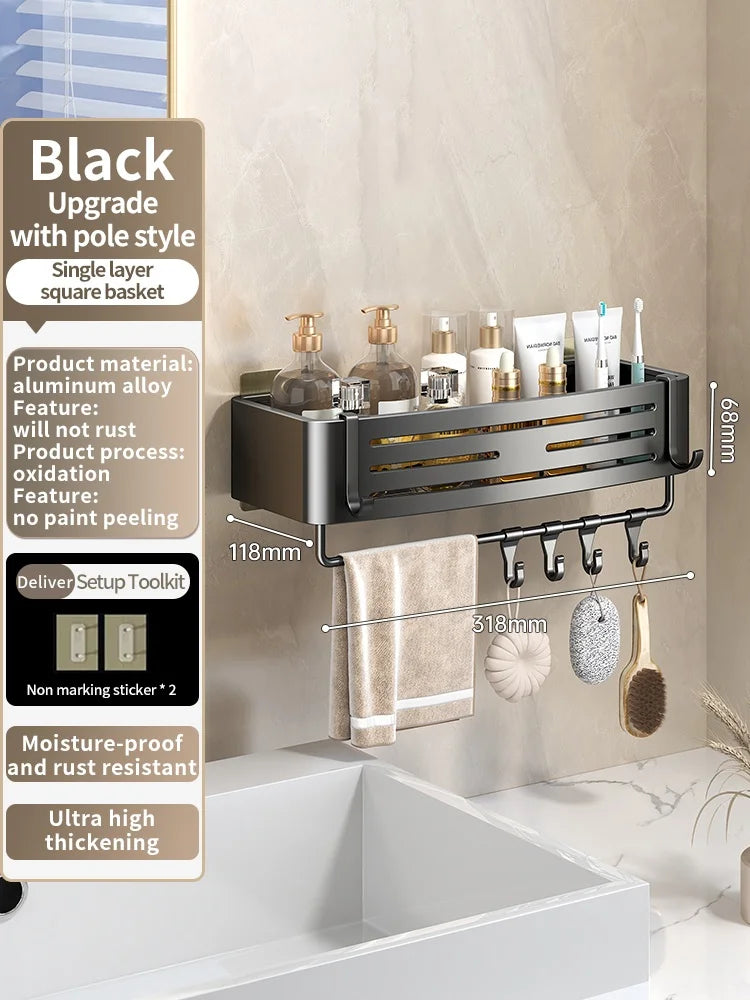 Étagère de Salle de Bain Sans Perçage Triangulaire ou Carrée 68 cm