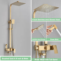 Colonne de Douche Pluie avec Mitigeur et Bec de Baignoire, 19 Modèles