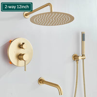 Douche Encastrable Dorée 2-3 Voies Effet Pluie