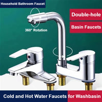 Mitigeur Lavabo Double Trou Chromé Rotatif 360