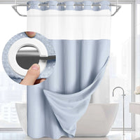 Rideau de Douche Sans Crochets avec Doublure Clipsable, 8 Coloris