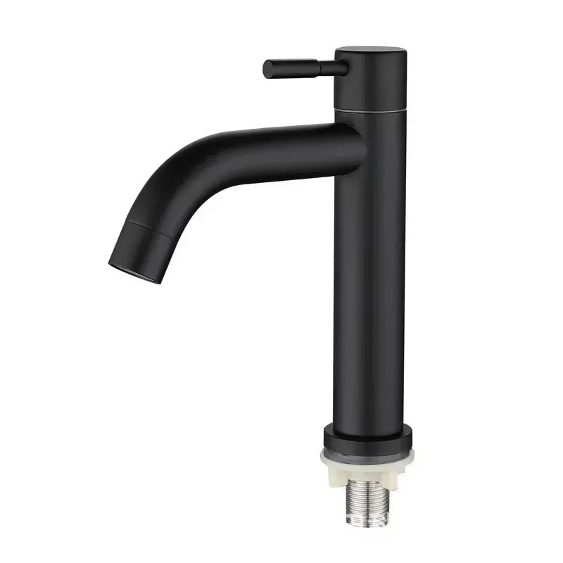 Robinet Lave-Main Eau Froide Inox 304, 17 cm, Bec Droit ou Courbe