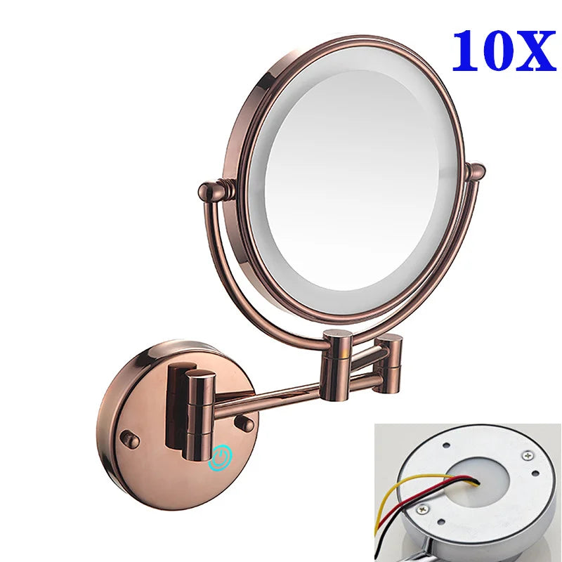 Miroir de Maquillage LED Grossissant 10X Tactile Mural Double Bras Extensible